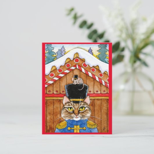 Carte Postale Chat mignon, souris noix cracker pain d'épice cart (Debout devant)