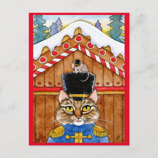 Carte Postale Chat mignon, souris noix cracker pain d'épice cart (Devant)
