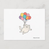 Carte Postale Chat Mignon Tenant des Ballons (Devant)