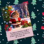 Carte Postale Chat mignonne en tenue de Noël de Santa Claus<br><div class="desc">Prenez la chaleur et la joie de la saison des Fêtes avec la "Cute Cat in Santa Claus Outfit Christmas Postcard". Cette charmante carte est ornée d'un adorable chat habillé comme le Père Noël, devant un sapin de Noël joliment décoré et orné de billes brillantes aux couleurs pastel. La scène...</div>