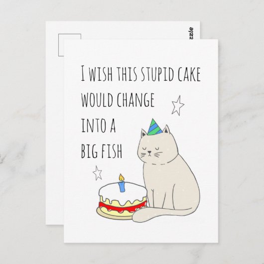 Carte Postale Chat mignonne's Birthday Cake Wish (Devant / Derrière)