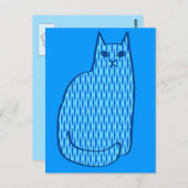 Carte Postale Chat moderne du milieu du siècle, Cobalt et Bleu c (Devant / Derrière)