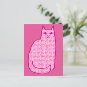 Carte Postale Chat moderne du milieu du siècle, Fuchsia et rose (Debout devant)