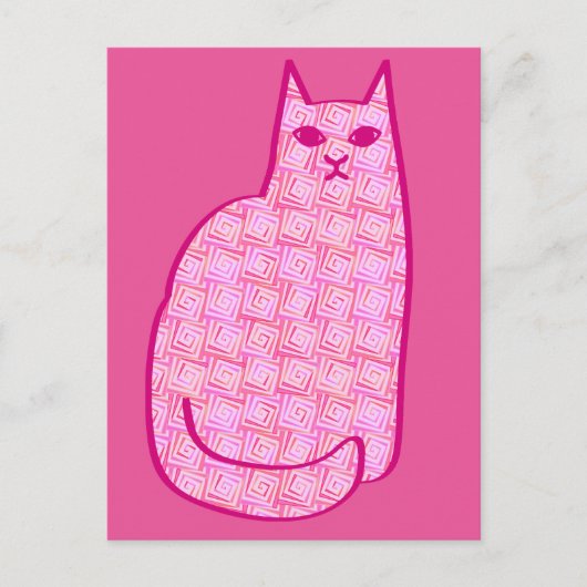 Carte Postale Chat moderne du milieu du siècle, Fuchsia et rose (Devant)