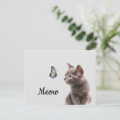 Carte Postale Chat moelleux gris (Debout devant)