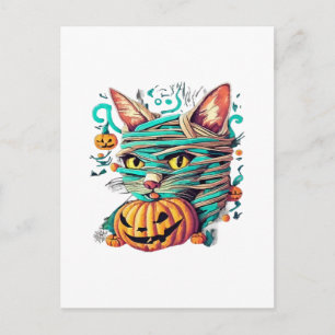 Carte Postale Chat momie drôle Halloween