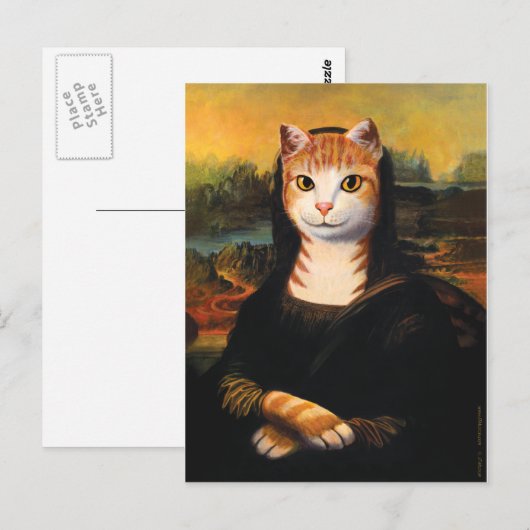 Carte Postale Chat Mona Lisa (Devant / Derrière)