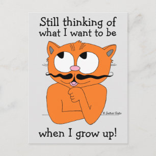 Carte Postale Chat moustachu dessin animé citation drôle