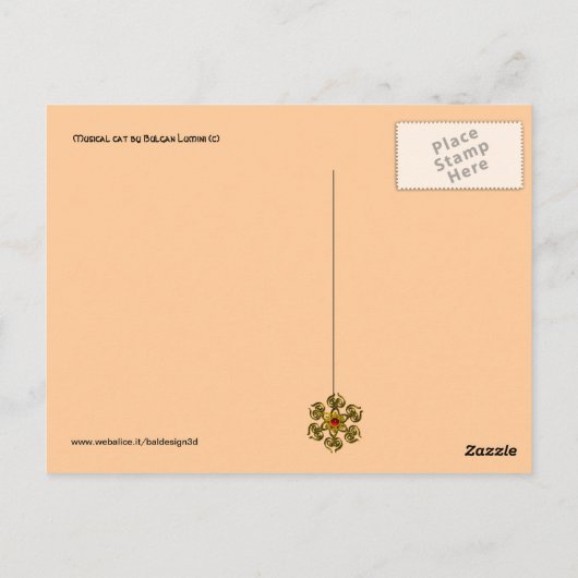 Carte Postale CHAT MUSICAL ET OWL, Brown et blanc (Dos)