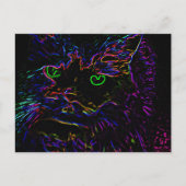Carte Postale Chat Neon Glow (Devant)