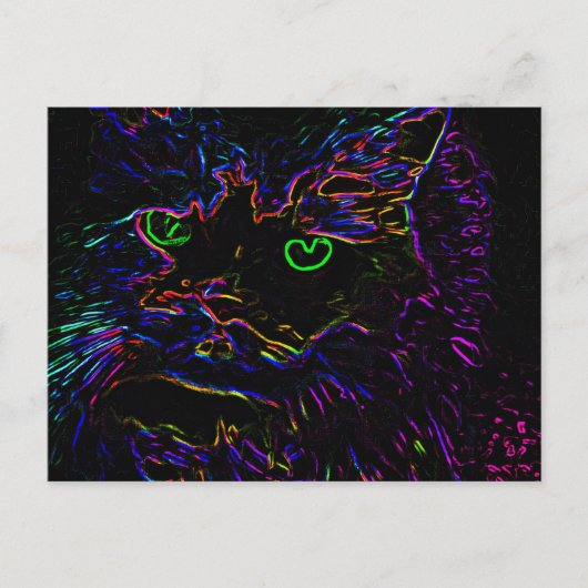 Carte Postale Chat Neon Glow (Devant)