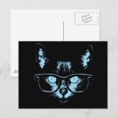 Carte Postale Chat Nerd bleu (Devant / Derrière)