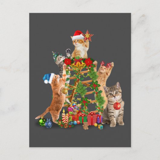Carte Postale Chat Noël Arbre Vilaire Noël Chat Maman Chat Papa (Devant)