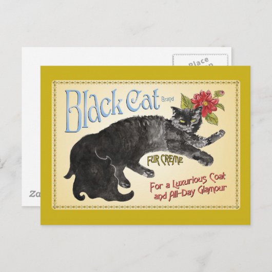 Carte Postale Chat noir (Devant / Derrière)