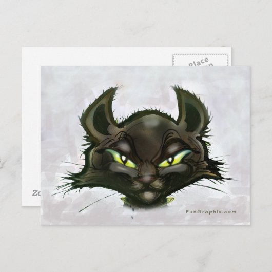 Carte Postale Chat noir (Devant / Derrière)