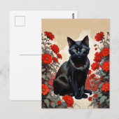 Carte Postale chat noir (Devant / Derrière)