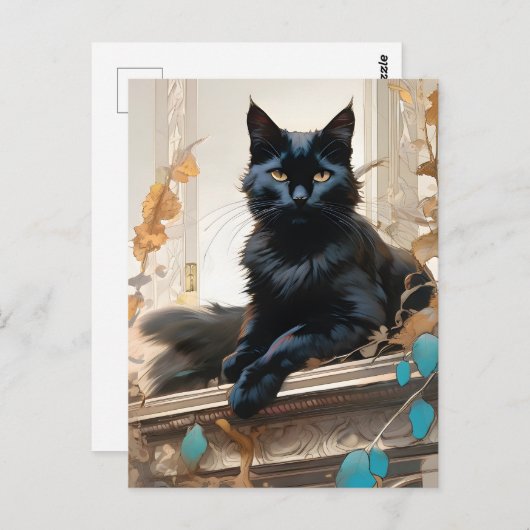 Carte Postale Chat Noir (Devant / Derrière)