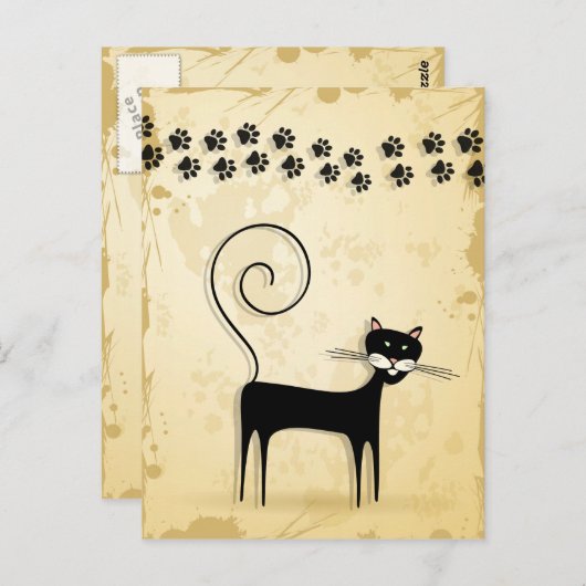 Carte Postale Chat noir (Devant / Derrière)