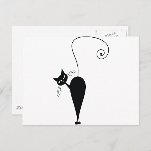 Carte Postale Chat noir (Devant / Derrière)