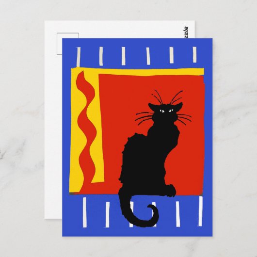 Carte Postale Chat noir à flamme (Devant / Derrière)