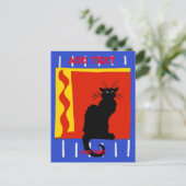 Carte Postale Chat noir à flamme, modifier le texte (Debout devant)