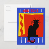 Carte Postale Chat noir à flamme, modifier le texte (Devant / Derrière)