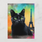 Carte Postale Chat noir à Paris (Devant)