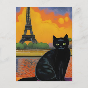 Carte Postale Chat noir à Paris