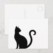 Carte Postale Chat noir assis (Devant / Derrière)
