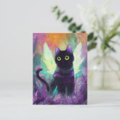 Carte Postale Chat Noir Avec Ailes d'Ange (Debout devant)