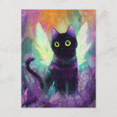 Carte Postale Chat Noir Avec Ailes d'Ange (Devant)
