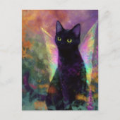 Carte Postale Chat Noir Avec Ailes de Fée (Devant)
