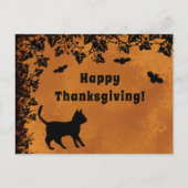 Carte Postale Chat noir avec chauve-souris, Bon thanksgiving (Devant)