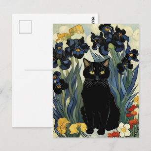 Carte Postale Chat Noir Avec Iris