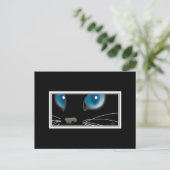 Carte Postale Chat noir avec yeux bleus (Debout devant)
