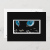 Carte Postale Chat noir avec yeux bleus (Devant / Derrière)