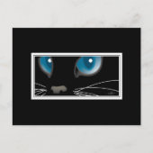 Carte Postale Chat noir avec yeux bleus (Devant)
