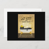 Carte Postale Chat Noir Bain Soap Lazy Kitty Chat Drôle Chat Noi (Devant / Derrière)