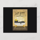 Carte Postale Chat Noir Bain Soap Lazy Kitty Chat Drôle Chat Noi (Devant)
