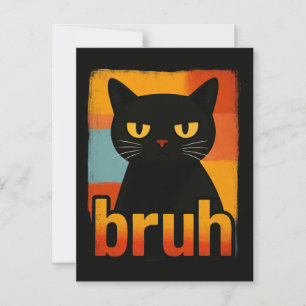 Carte Postale Chat noir Bruh drôle rétro vintage Mème