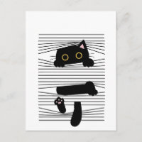 Chat Noir Caché Mignon Drôle Minimaliste Amour pou