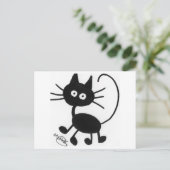 Carte Postale Chat noir caricature (Debout devant)