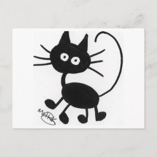 Carte Postale Chat noir caricature