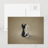 Carte Postale Chat noir Chat blanc (couleur 3) (Devant / Derrière)