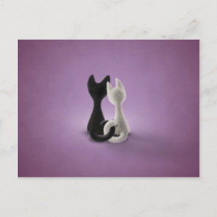 Carte Postale Chat noir Chat blanc (couleur 4)