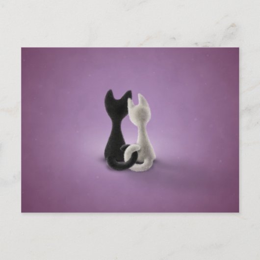 Carte Postale Chat noir Chat blanc (couleur 4) (Devant)