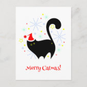 Carte Postale Chat noir Cheeky Butt Chapeau Santa Joyeux Catmas (Devant)
