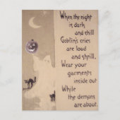 Carte Postale Chat noir Citrouille Ghost Jack-o'-lantern (Devant)
