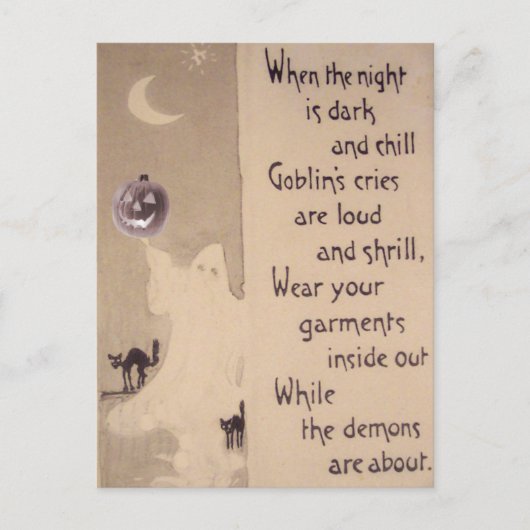Carte Postale Chat noir Citrouille Ghost Jack-o'-lantern (Devant)