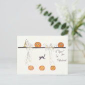 Carte Postale Chat noir Citrouille Ghost Jack-o'-lantern (Debout devant)